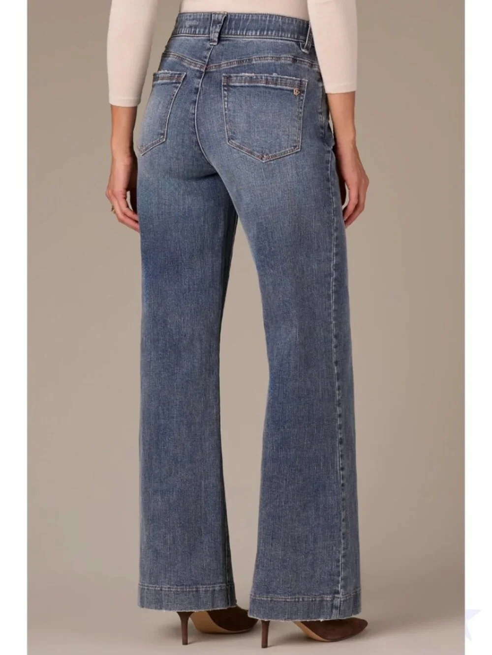 Wit  & Wisdom Sam High Rise Wide Leg Jeans Blue Flawless Fit Stretch Size 14 NWO